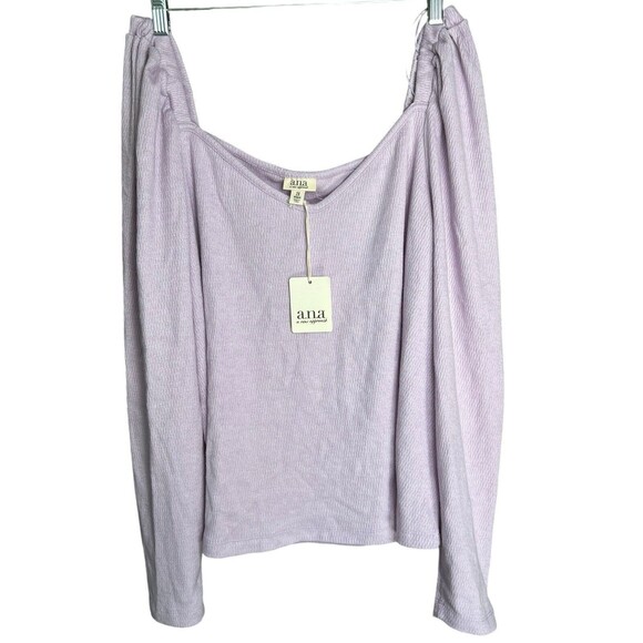 Ana A New Approach Long Puff Sleeve Top Women's Tee Size 2X Lavender Frost - Picture 1 of 10